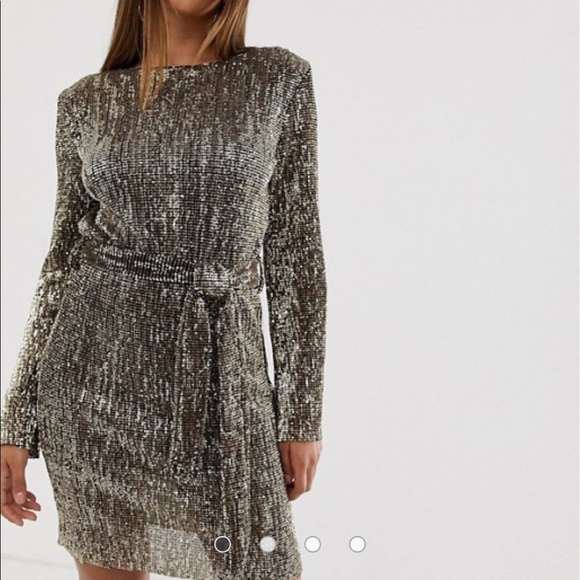 ASOS | Dresses | Asos Club London Gold Sequin Dress | Poshmark